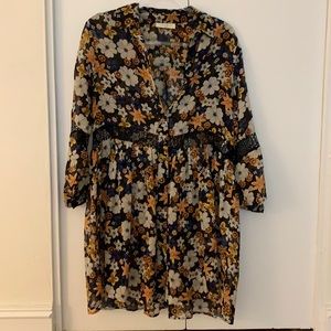 Sandro flowy floral button down dress
